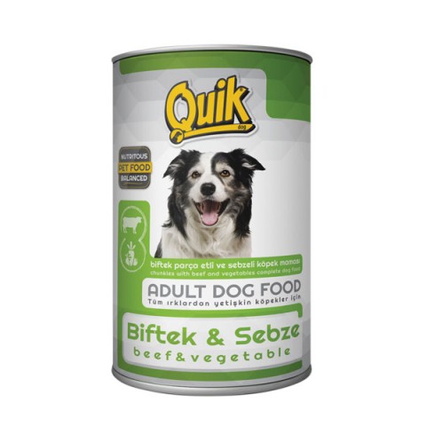 Quik Adult Biftek ve Sebzeli Yetişkin Köpek Konservesi 415 Gr