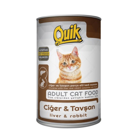 Quik Adult Ciğerli ve Tavşanlı Yetişkin Kedi Konservesi 415 Gr