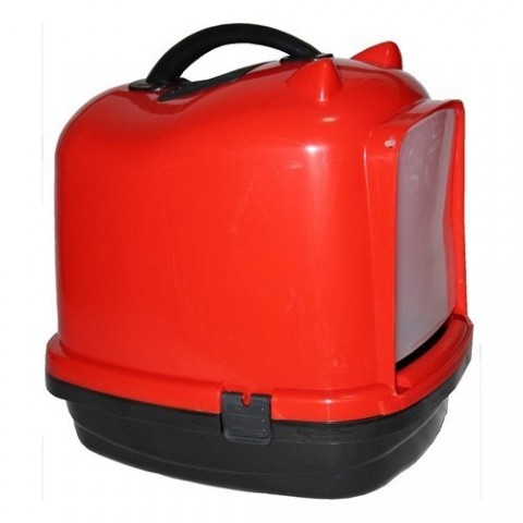 pet style comfort kapalı tuvalet kabı kırmızı 49.5X40X50