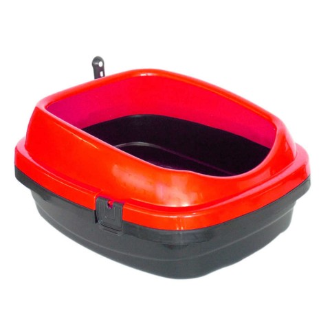 Açık Kedi Tuvalet Kabı Kürekli Kırmızı 49,5x40x22 Cm