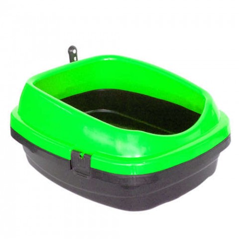 Açık Kedi Tuvalet Kabı Kürekli Yeşil 49,5x40x22 Cm